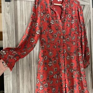 LOFT Coral Floral Long Sleeve Dress - Never worn!